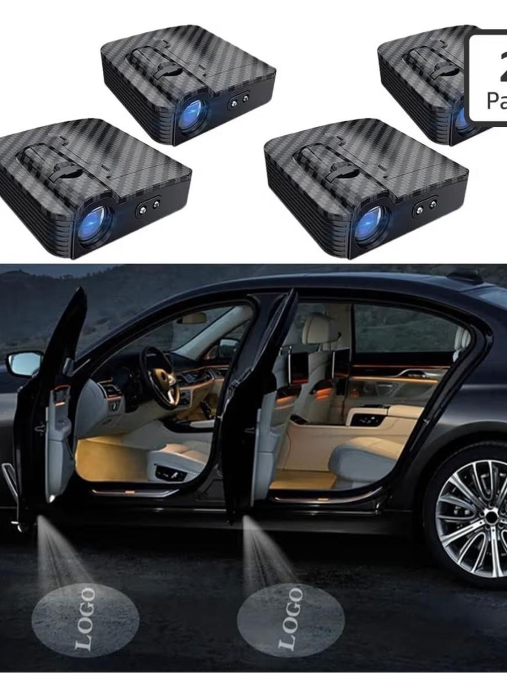 Car Door Logo Projector Lights - Black (Brand: )